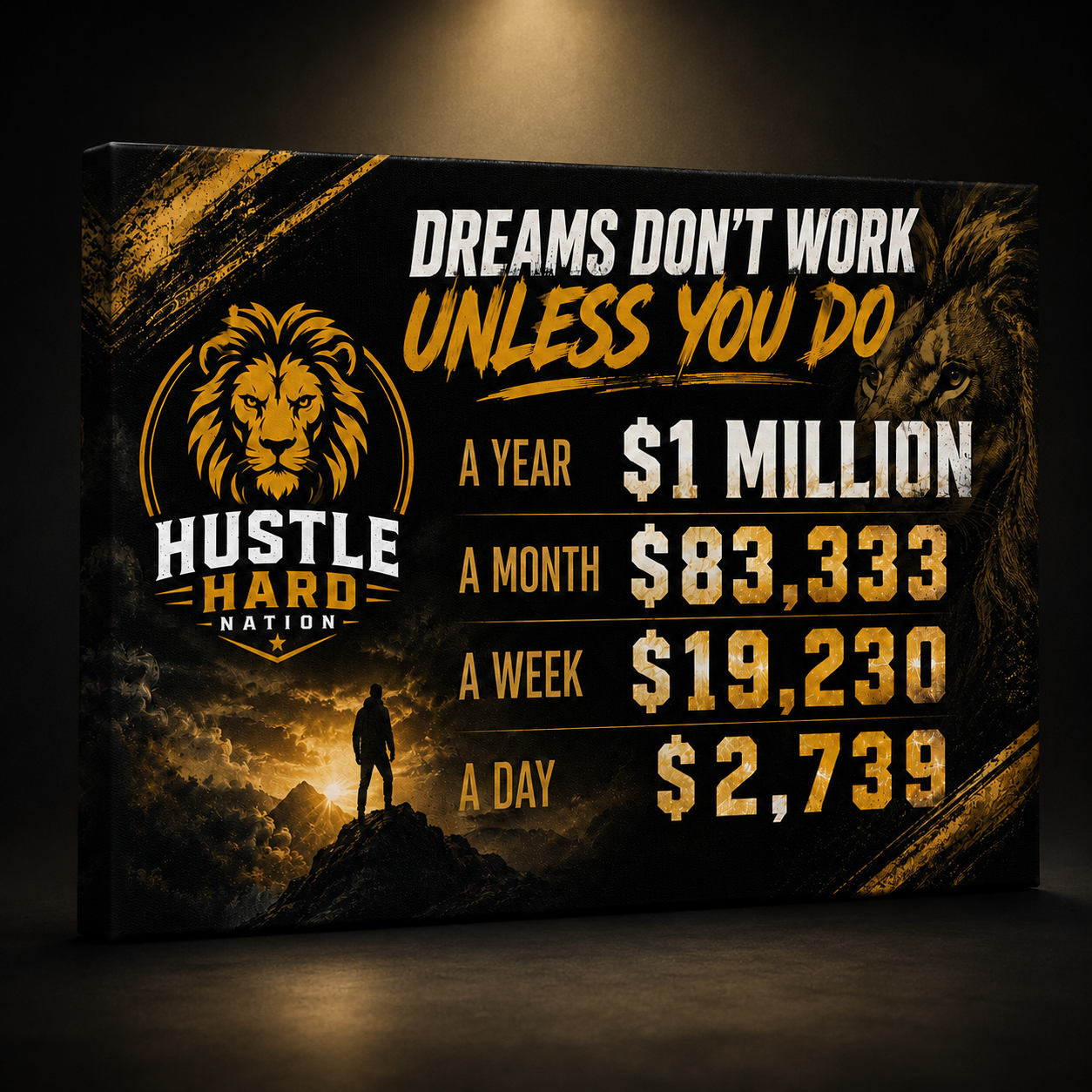 Dreams Don't Work Unless You Do – Motivational Canvas 10"x8"