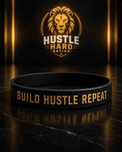 Build. Hustle. Repeat. Motivational Wristband