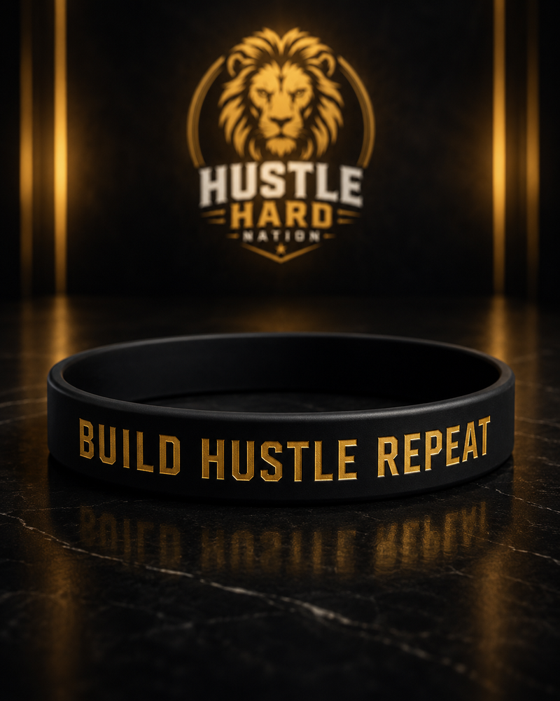 Build. Hustle. Repeat. Motivational Wristband