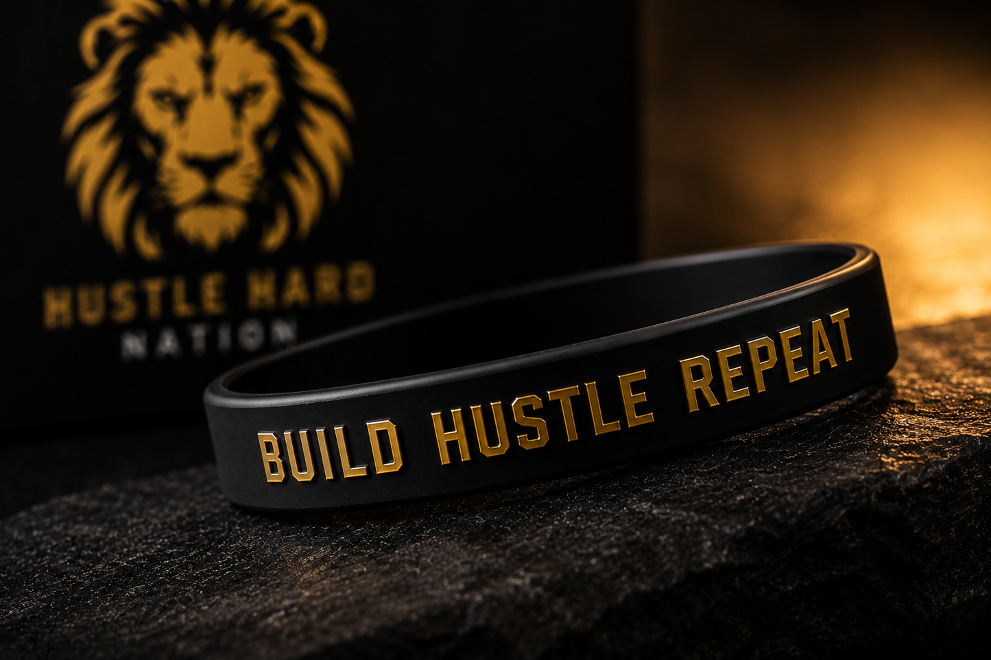 Build. Hustle. Repeat. Motivational Wristband