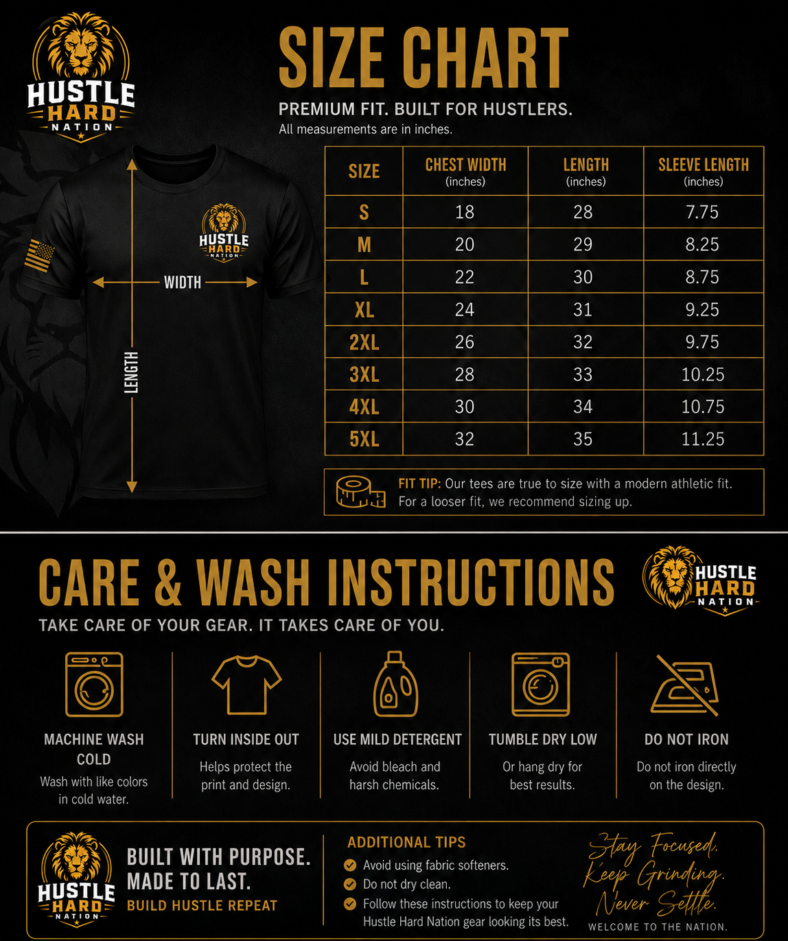 Hustle Hard™ No Excuses Graphic Tee