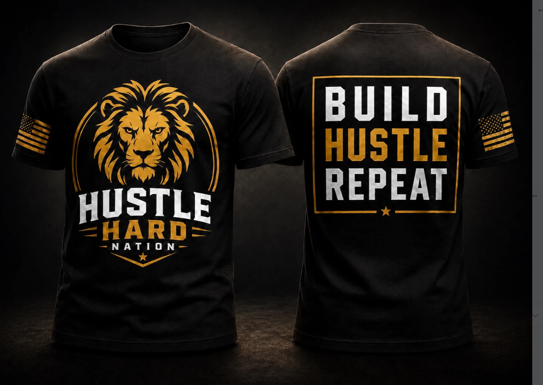 Hustle Hard Signature Lion Tee – Build. Hustle. Repeat.